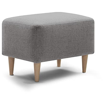 Traumnacht bequemer und moderner Fusshocker mit Holzfüßen in Grau, Öko-Tex Zertifiziert, produziert nach deutschem Qualitätsstandard, Steingrau, 61x41x42