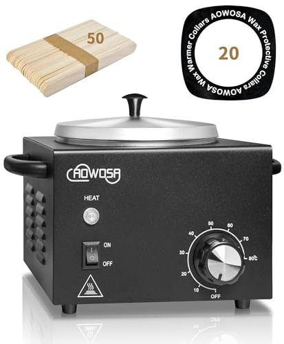 Professional Waxing Kit Wax Warmer Single Pot Wax Heater Machine for Hair Removal, Large Waxing Pot with Non-Stick Easy Clean Pot, 50 Sticks & 20 Collar, for Spa Salon Beauty Esthetician Home (Black)