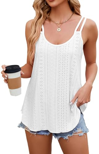 iChunhua Swing Eyelet Scoop Neck Camisole Tops for Women
