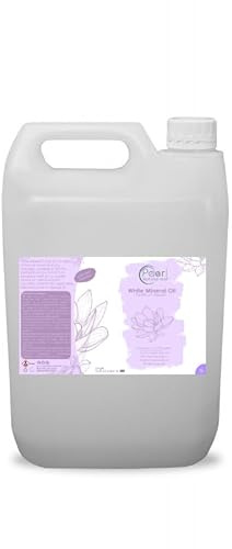 Pearl natural oils Huile minérale blanche de support 5 litres idéale pour les cheveux, la peau, les ongles, l'aromathérapie, les massages et la dilution - végétalienne et sans OGM