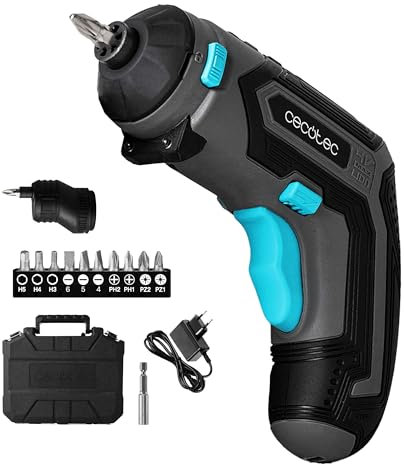 Cecotec Destornillador Eléctrico PowerGyro 3500 X-treme Set. Potente 6Nm, Batería 4V 1500mAh, Velocidad 200rpm, Luz LED, Portabrocas 1/4, 10 Puntas, Maletín Transporte