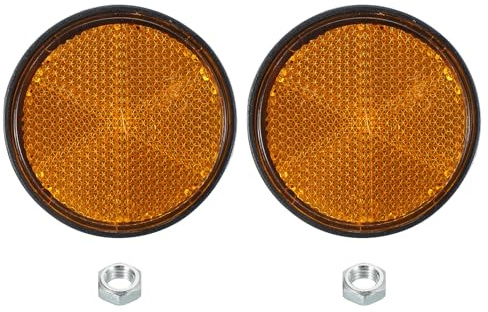PATIKIL Round Rear Reflectors, 2 Pcs Safety Reflective Warning Reflector Plastic Universal Motorcycle Reflector with M6 Screw Mount for Car Motorcycle Trailer Bike Bicycles Dirt, Yellow
