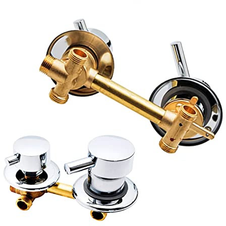 Solid Brass Shower Diverter Valve 3 Way Cold & Hot Water Mixer Tap for Shower Cabin/Steam Room G1/2 10cm Thread 9cm Hole Distance