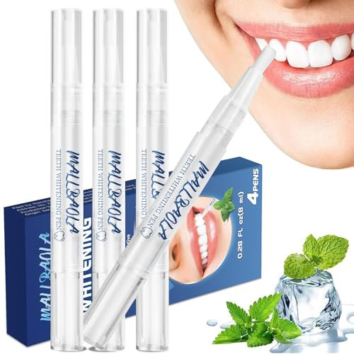 Penna Sbiancante Denti (4 Penne), Kit Sbiancante Denti per Denti Bianchi e Brillanti, Gel Sbiancante Denti, Sbiancamento Denti Immediato, Sbiancante Denti Professionale Rimuove Macchie di Anni
