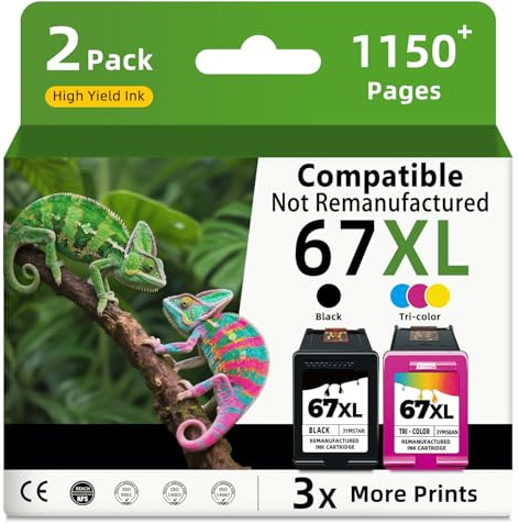 Ubinki 67XL Ink Cartridges Compatible for HP Ink 67 XL Black Color Combo Pack for HP67 HP67XL for 2700 2700e 2752e 2755e 2800e 2855e 2827e 2852e 6000 6055e 4100 4100e 4155e 4200e 4227e 4255e Printer
