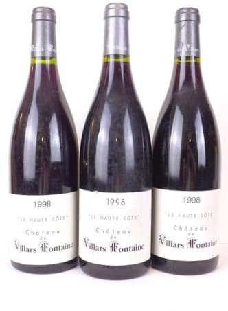 lot de 3 bouteilles hautes côtes de nuits château de villars fontaine le haute côte rouge 1998 - bourgogne