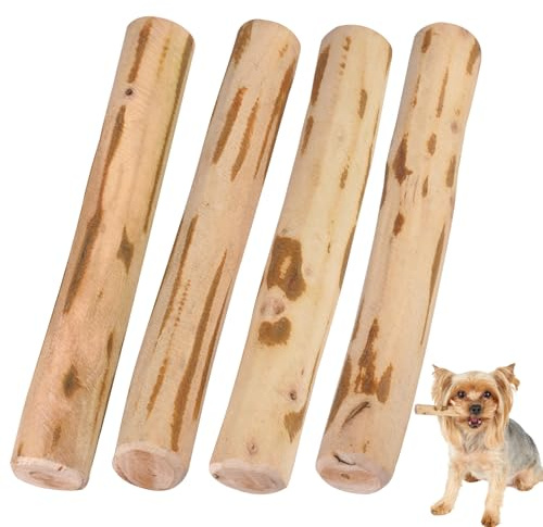 4 Pcs Jouet à Mâcher pour Chiot Bois,Bâton à Mâcher en Bois | 15-17 x 1,8-2 cm Bâton à Mâcher en Bois pour Chiots, pour Chien pour Le Nettoyage des Dents,pour Petits et Moyens Chiens