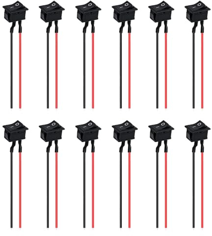 12PCS Mini interrupteur à bascule 12V, durable pour projets électroniques, contrôle on off précis, adapté à mini interrupteur, variateur 12V, usage industriel et domestique fiable