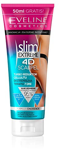 Eveline Cosmetics Slim Extreme 4D Scalpel Riduttore di Cellulite Turbo - Terapia Intensiva per il Corpo di 7 Giorni con Caffeina Liposomiale, L-Carnitina ed Estratto di Edera, 250 ml
