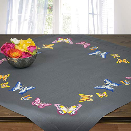 Ernst Schäfer Kit de Broderie Papillons, kit de Broderie avec Patron de Broderie pour Adulte, kit Complet avec Nappe pré-dessinée à Broder