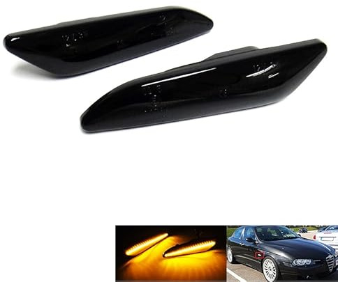 RZG Lot de 2 clignotants latéraux noirs à LED pour 2005-2010 AR 147 937 1997-2006 AR 156 932 Delta 844 Tipo 356 Ypsilon 846