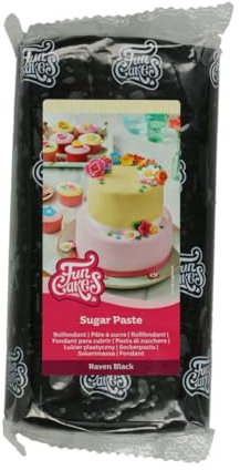 FunCakes Pasta di Zucchero Raven Black: facile da usare, liscia, flessibile, morbida e pieghevole, perfetta per decorare torte, halal, kosher e senza glutine - 1000 g