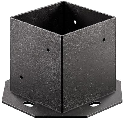 4×4 Post Base 3 Pcs, Inner Size 3.6x3.6 Post Base Brackets, Heavy Duty Powder-Coated Post Anchor Matte Black Wood Post Brackets for Pavilion Deck Railing Support Deck Base Plate
