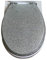 WC Sitz Toilettendeckel Glitzer - Klodeckel Deckel aus Kunstharz - toilettendeckel mit absenkautomatik, Polyresin Toilettensitz 42 x 36 cm - Klobrille einfache Montage,Silber