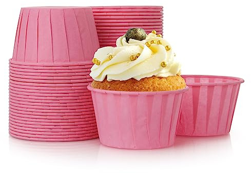 Volein Muffinsformar i papper, 50 stycken cupcakeformar för födelsedag/fest/bröllop (rosa)