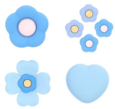 GeekShare Kreuz-D-Pad-Tastenkappen, Silikon-Daumengriff-Sets, ABXY-Tasten-Aufkleber, Joystick-Abdeckkappen, kompatibel mit Switch/OLED – Herz und Blume (Blau und Lila)