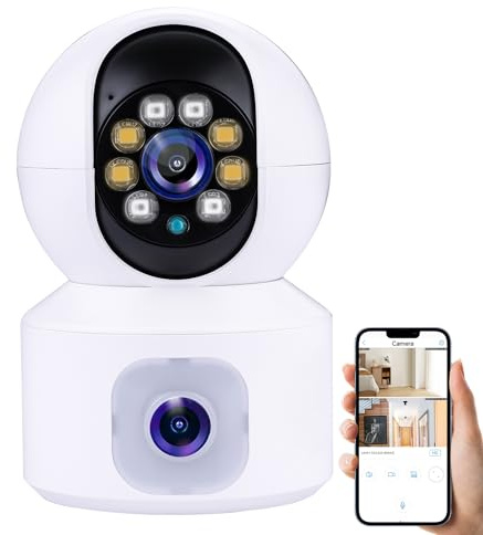 New Flash 4MP Indoor WiFi Pan Tilt Security Camera, Smart Dual Cameras, Baby Monitor, 360° Rotational Views, Night Vision, PIR Motion Detection, 1080P, 2-Way Audio, Cloud/SD Card Storage
