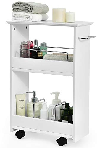GIANTEX Scaffalatura per nicchia larga 20 cm, cucina, a 3 ripiani, con porta asciugamani, 45,5 x 20 x 65 cm