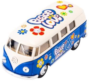 Easy Toys Modèle de Voiture Compatible avec Le Bus Classique Volkswagen - Van Jouet à l'échelle avec Portes Qui s'ouvrent - Modélisation Automobile (1962 Bleu)