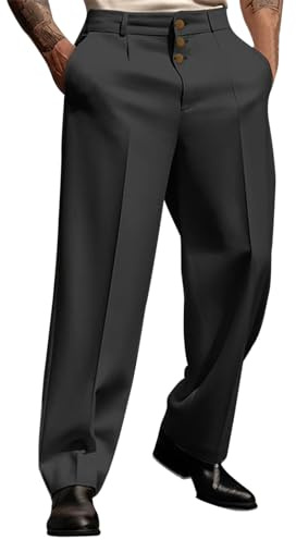 Rrongwn Pantalon de costume pour homme - Coupe droite - Élégant - Pantalon chino plat à l'avant - Pantalon d'été solide et large - Pantalon sergé infroissable - Décontracté - Pour le travail et les