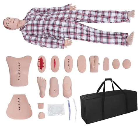 Sjuksköterska skötdocka träningsdocka, 165 cm naturlig patientvård medicinsk utbildning demonstration PVC-plast, för undervisning och utbildning