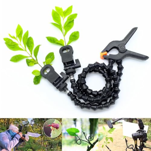 Guage Double Magic Arm makroklämma 60 cm med 360° roterbar, justerbar klämma för insekter, blommor och bakgrunder (dubbelrör typ)