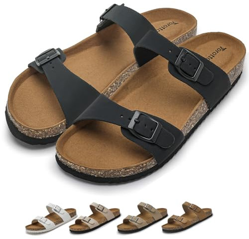 Torotto Damen Pantoletten Hausschuhe Sandalen Latschen Schlappen Bequeme Arbeitsschuhe Metallschnalle(schwarz,38 EU)