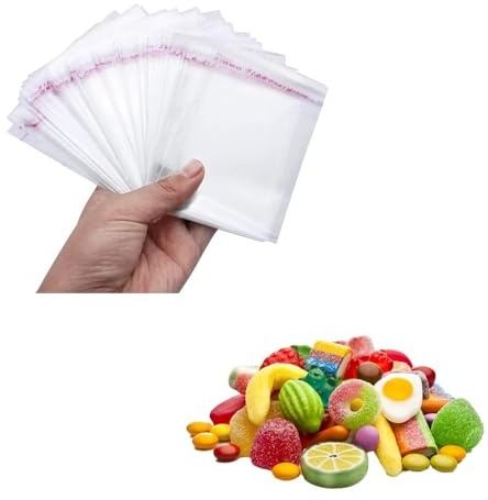 Dolaso 100pcs Reusable Self Seal Clear Cellophane Bags, 10 * 15cm, Transparent, Polyethylene (PE), Resealable, Multi-Purpose, Cooking, Storage, Gifting, Organization
