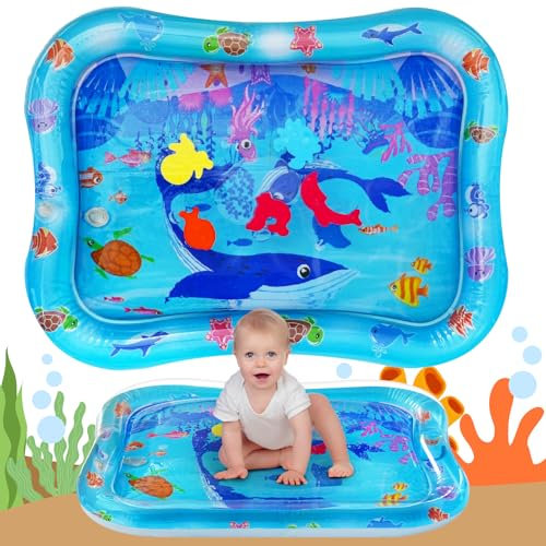 AYESY Tummy Time Mat,Inflatable Tummy Time Water Mat Baby Playmat,Early Development Activity Pad for Infants & Toddlers 3 6 9 Months Newborn Girls Boys (66×50CM)