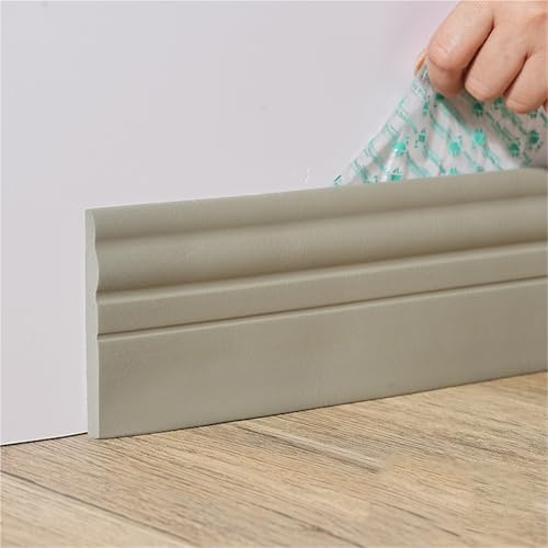 98/120MM Upgrade Flexible Baseboard Molding Trim, 5Meters Vinyl Baseboard Molding Self-Adhesive Peel and Stick Baseboard for Wall Base Cove Base, Bedroom, Kitchen(Grey,98mm)