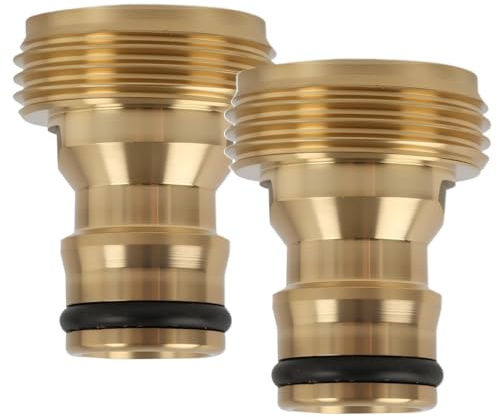 2Pcs Adattatore per Rubinetto da Giardino in Ottone con Filettatura Esterna da 3/4 Pollici, Adattatore per Rubinetto, Compatibile con Garden, Attacco Rapido per Tubo Acqua, per Irrigazione e Pulizia