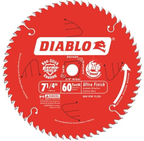 Diablo Ultra Finish Circular Saw Blade - 7 1/4in. 60 Tooth, Fine Finish, Model Number D0760X
