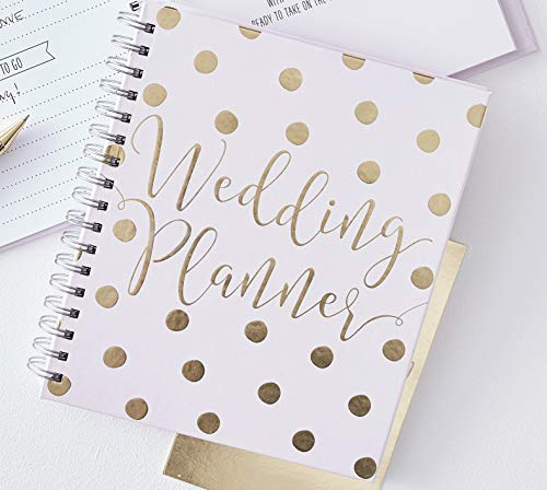 Ginger Ray Gold Foiled Pink & Gold Foil Wedding Planner Organiser - 70 Pages Engagement Gift - Gold Wedding