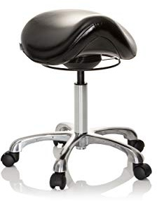 hjh OFFICE 702310 Arbetspall ortho SIT - Exceptionell arbetsstol med höjdjustering, Ergonomiskt välvd sadelsits, Lättskött konstläderklädsel, Tjock skumplaststoppning för ökad komfort