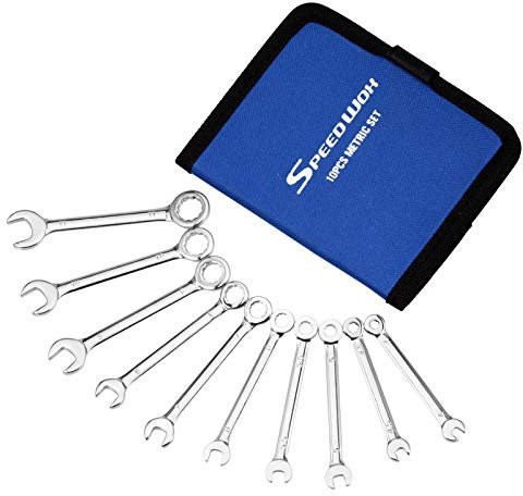 SPEEDWOX 10-teiliges Mini-Ringmaulschlüssel-Set,metrisch,Mini-Zündschlüssel-Set,4-11 mm,offenes und Kastenende,Karbonstahlschlüssel mit tragbarer Tasche für die Montage von Möbeln, kleinen Geräten