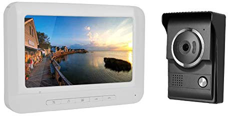 Campanello Videocitofono, Kit Videocitofono Monitor LCD 7 Pollici, Monitoraggio Supporto, Impermeabile, Visione Notturna a Infrarossi, Citofono Bidirezionale per Villa House Office(Spina UE)