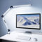 MediAcous LED Desk Lamp, Dual Light Source with Clamp, Dimmable 4 Color Modes & Brightness Swing Arm Eye-Caring Clip-on Architect Lamp Memory Function for Work Study Home Office, White