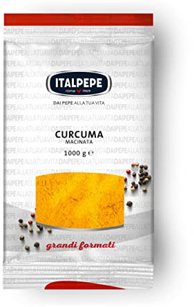 Italpepe, Curcuma Macinata, Gusto Leggero e Leggermente Amarognolo, Ideale Utilizzare per le Ricette a Base di Riso, Carni Bianche e Pesce, Confezione da 1 kg