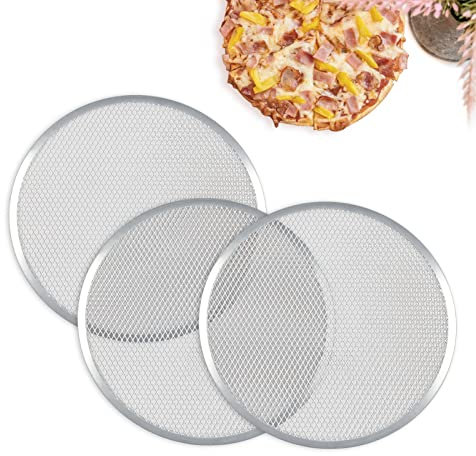STARVAST Juego de 3 rejillas para pizza de 33 cm, placa para pizza de aluminio, plato de pizza redondo para pizza, parrilla de barbacoa
