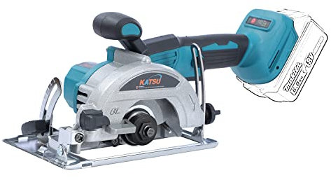 KATSU FIT-BAT Sierra Circular Inalámbrica Brushless 21V 5 125mm Motor sin Escobillas con Hoja 30 T y Mango Largo Portátil para Azulejos, Metal Blandoy Madera, sin Batería