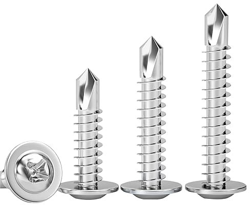 Qrity 100 Pezzi Viti Autofilettanti in Acciaio Inox, Bulloni per Fissaggio in Lamiera di Legno, M4.2x16 MM Viti Metalliche