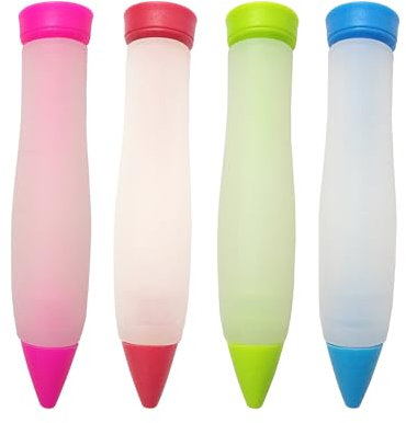 Set di 4 attrezzi per riempire la crema pasticceria, strumenti per decorare torte, marmellate, biscotti in silicone, strumenti per riempire ciambelle, decorazioni in silicone (13,5 x 2,7 cm)