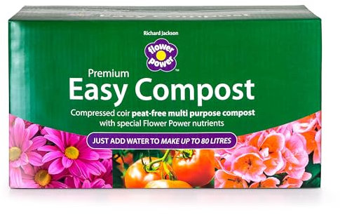 Richard Jackson Flower Power Premium Easy Compost Blocks, 8 Pack of 10L Blocks, Makes Up to 80L, Enriched with Long Lasting Fertiliser