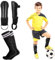 Partideal Schienbeinschoner Kinder Fussball,Fussball Shin Guard mit 1Paar Fußballsocken, Verstellbaren Schienbeinschoner mit Knöchelschutz für ab 3-7 Jahre Jungen und Mädchen(Schwarz)
