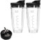 5 Pieces Blender Replacement Parts, 2X 710ml Cups & 1x Blade & 2X Spout Lids Compatible with Nutri Ninja Blender Auto iQ BL480 BL482 BL642 BL682 NN102