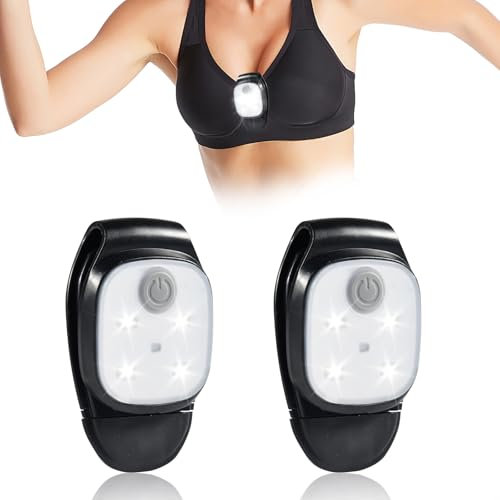 Funmo 2 Stück LED Clip Lampe, Lauflicht LED Stirnlampe Wiederaufladbar Clip Lampe Wasserdicht Kopflampe Kleinstirnlampe Sicherheitslicht Laufzubehör für Joggen Klettern Läufer Angeln Camping Wandern