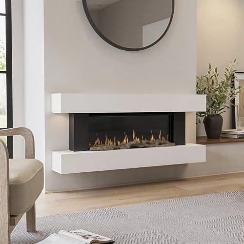 Amberglo White 52inch WiFi Enabled Wall Mounted Electric Fireplace