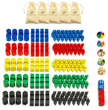 Waldfelsen® 5 Sets with Game Figures - 200 Infantry, 60 Cavalry and 40 Artillery Matching Game Risk (Colors: Blue, Red, Yellow, Green and Black)