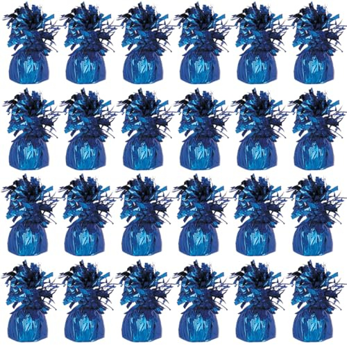 PARTYRAMA.CO.UK Royal Blue Foil Helium Balloon Weights 175gr - Pack of 24 - Durable & Colourful Weights for Birthdays Parties, Events & Celebrations - Perfect Balloon Weight Holders