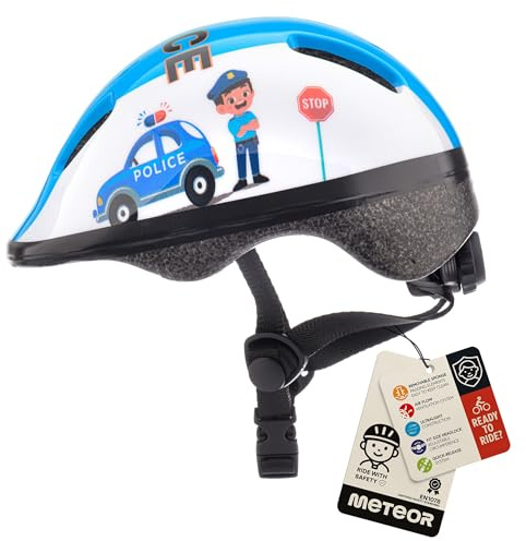 Bike Helmet For Baby, Kids, Boys, Girls - Cycling Safety Small Sizes Child MTB Bike Bicycle Skateboard Scooter Lightweight Adjustable Breathable - MV6-2 - Size: S XS 44-48 cm - Motif : Police